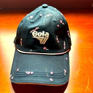NWT GOLA baseball cap from Anthropologie, one size, navy w/ little pink flowers.